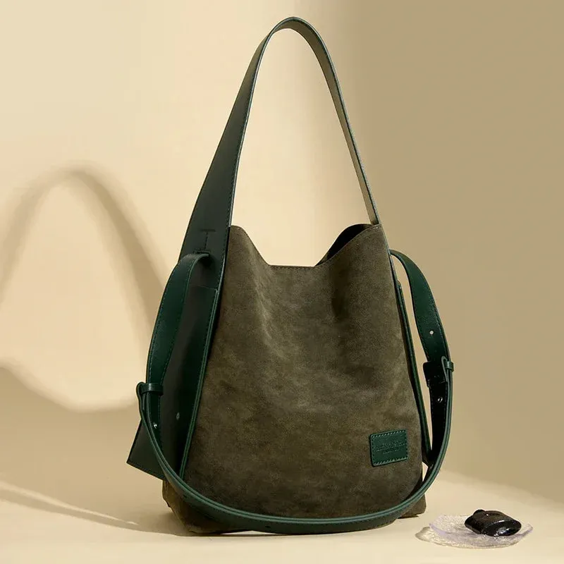 VANDERWAH Vintage Bucket Bag Light Shoulder Crossbody Bags for Women Luxury Personality Design Large Casual Commuting Tote Bag
