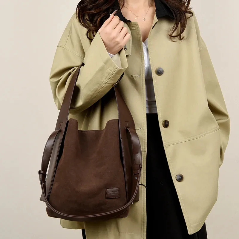 VANDERWAH Vintage Bucket Bag Light Shoulder Crossbody Bags for Women Luxury Personality Design Large Casual Commuting Tote Bag