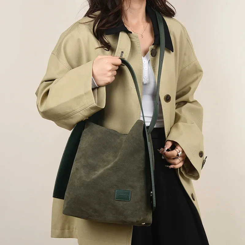 VANDERWAH Vintage Bucket Bag Light Shoulder Crossbody Bags for Women Luxury Personality Design Large Casual Commuting Tote Bag