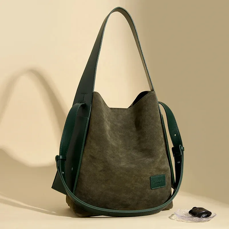 VANDERWAH Vintage Bucket Bag Light Shoulder Crossbody Bags for Women Luxury Personality Design Large Casual Commuting Tote Bag