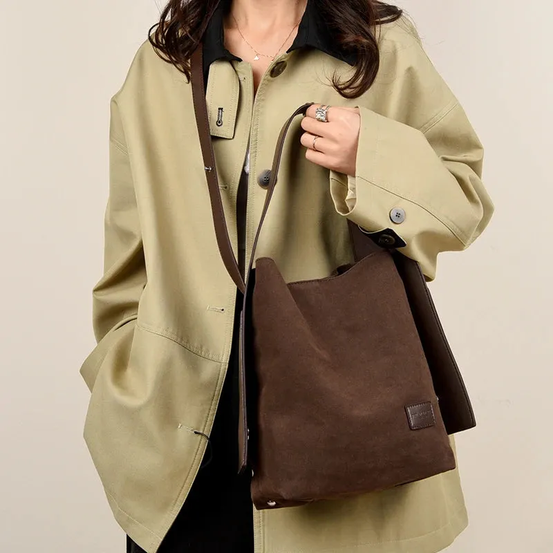 VANDERWAH Vintage Bucket Bag Light Shoulder Crossbody Bags for Women Luxury Personality Design Large Casual Commuting Tote Bag
