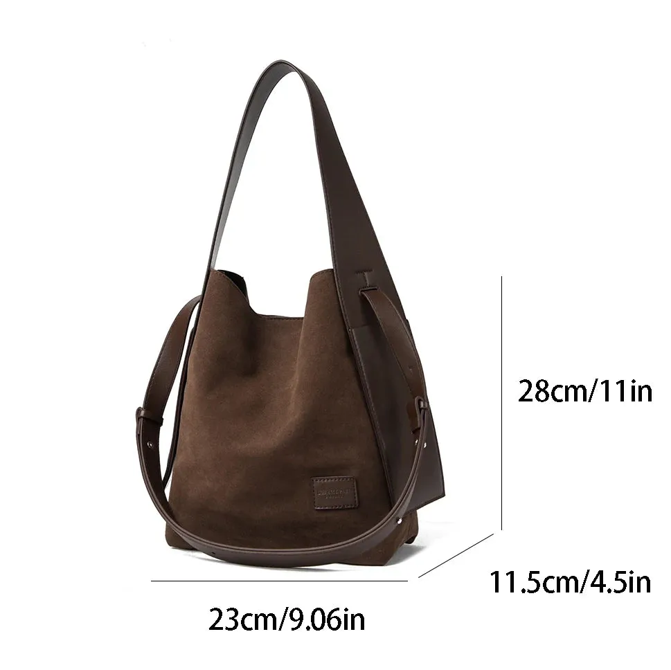 VANDERWAH Vintage Bucket Bag Light Shoulder Crossbody Bags for Women Luxury Personality Design Large Casual Commuting Tote Bag