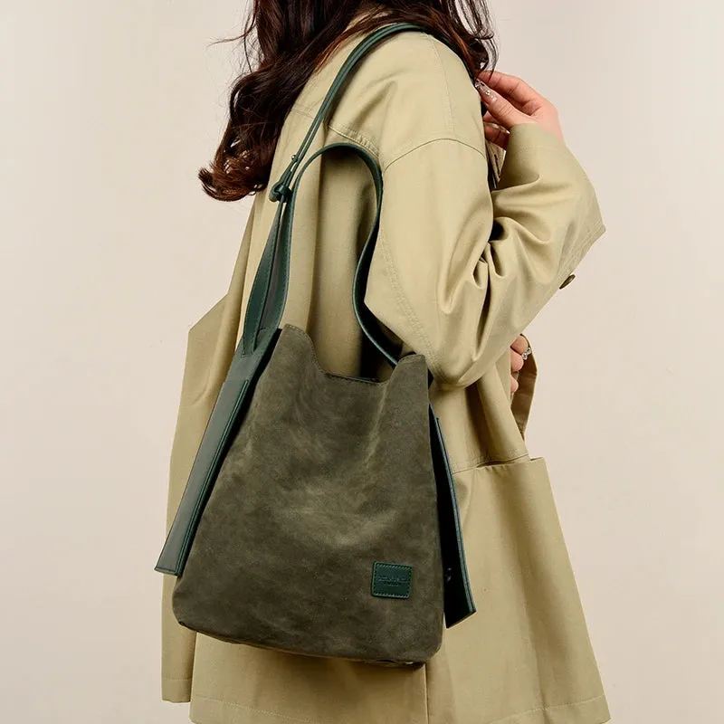 VANDERWAH Vintage Bucket Bag Light Shoulder Crossbody Bags for Women Luxury Personality Design Large Casual Commuting Tote Bag