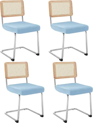Velvet Chair Seat Covers for Mid Century Modern Dining Chairs, Armless Accent Chairs Seat Slipcovers Pack of 4 (Babyblue)