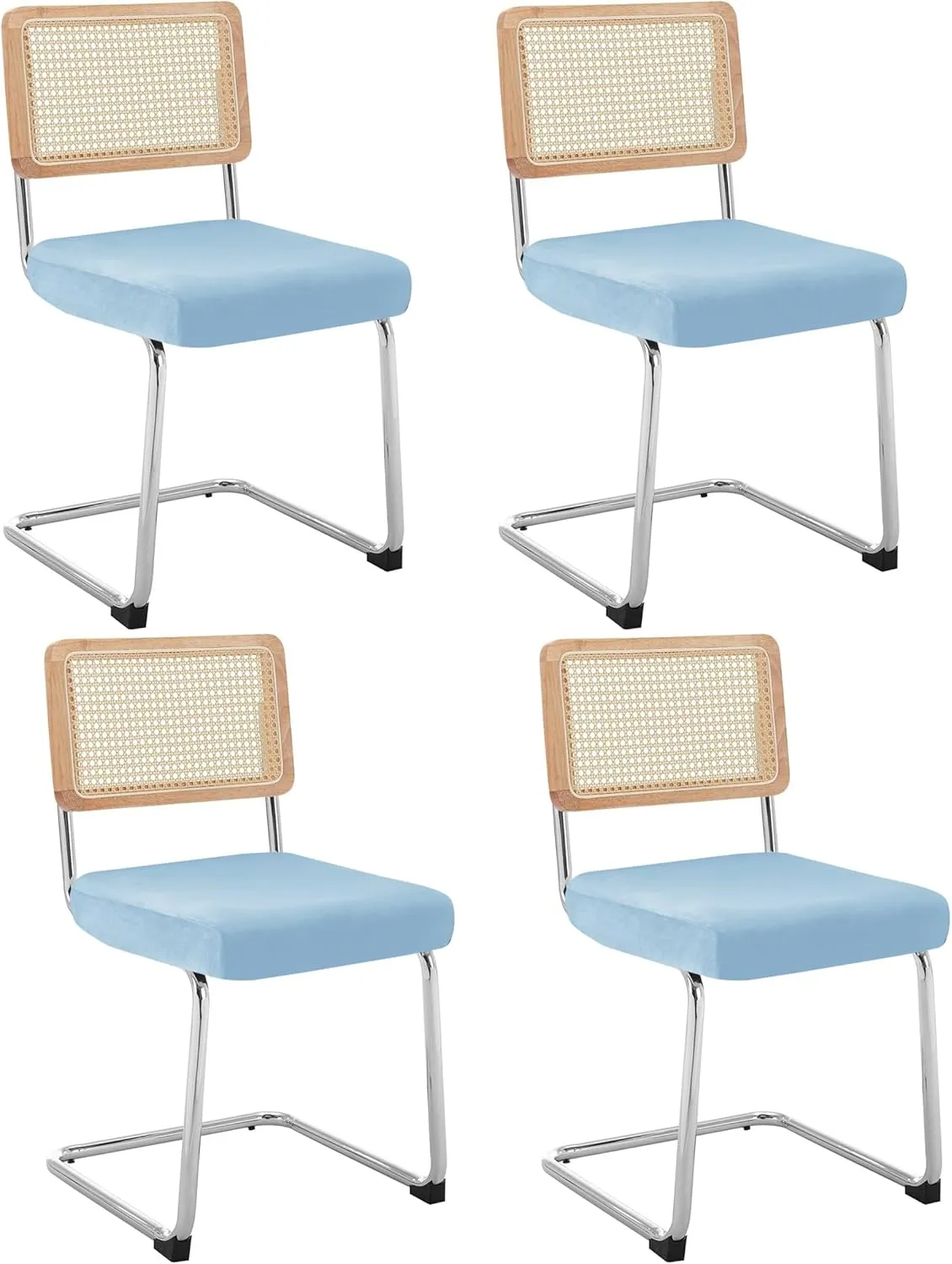 Velvet Chair Seat Covers for Mid Century Modern Dining Chairs, Armless Accent Chairs Seat Slipcovers Pack of 4 (Babyblue)
