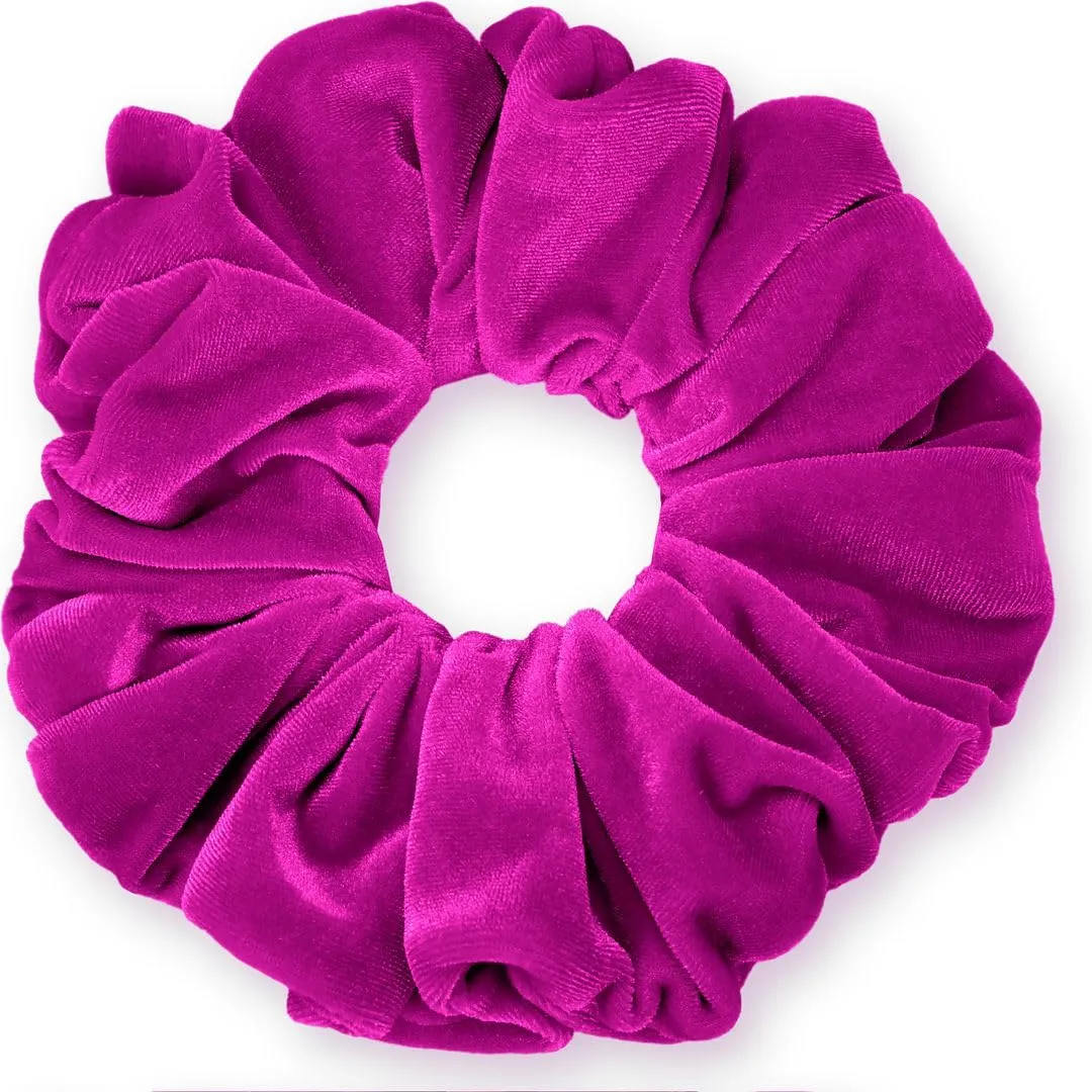 Velvet Scrunchies King Size Fuchsia XXL Plush Ponytail Holders Oversized Big Made in the USA