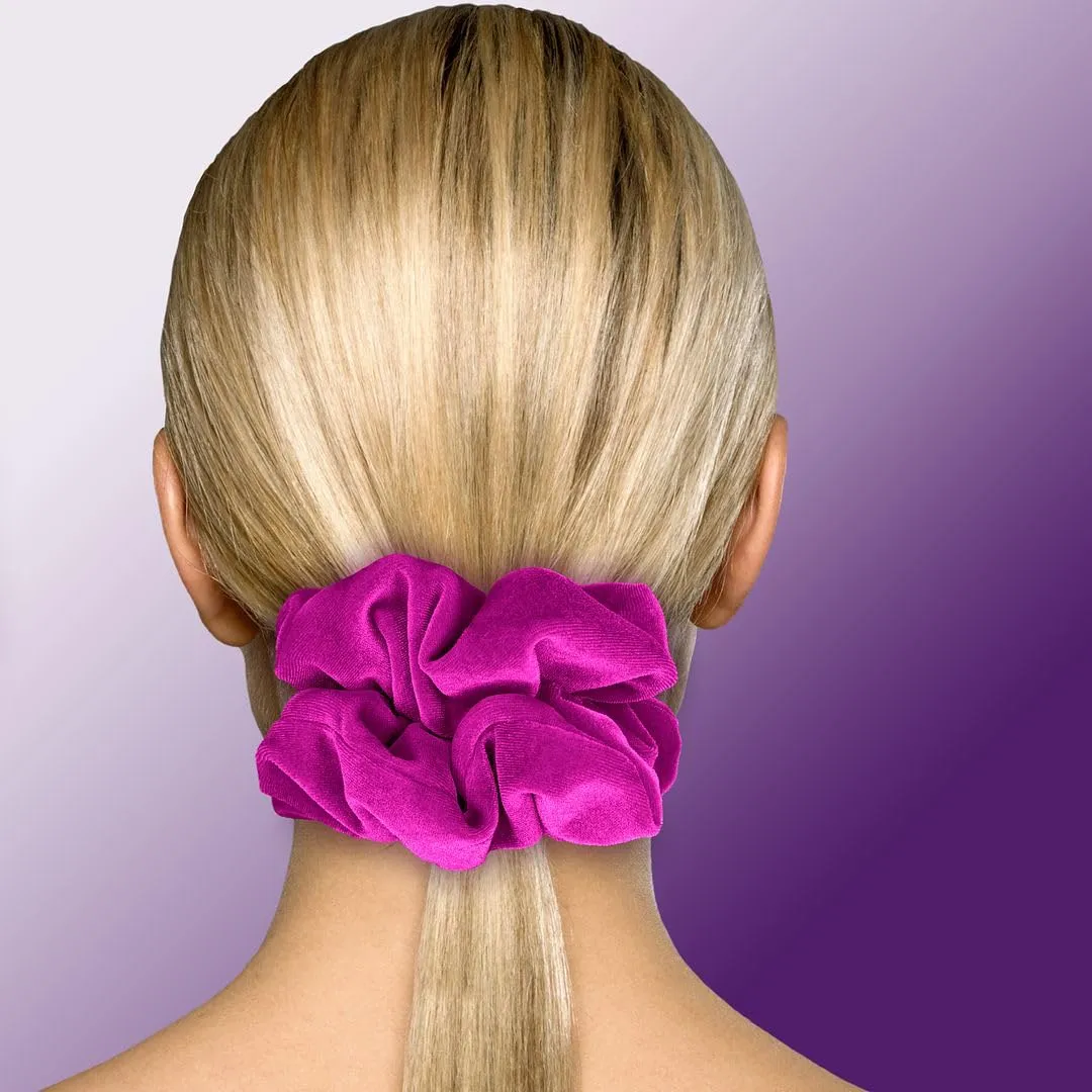 Velvet Scrunchies King Size Fuchsia XXL Plush Ponytail Holders Oversized Big Made in the USA
