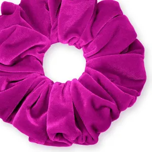 Velvet Scrunchies King Size Fuchsia XXL Plush Ponytail Holders Oversized Big Made in the USA