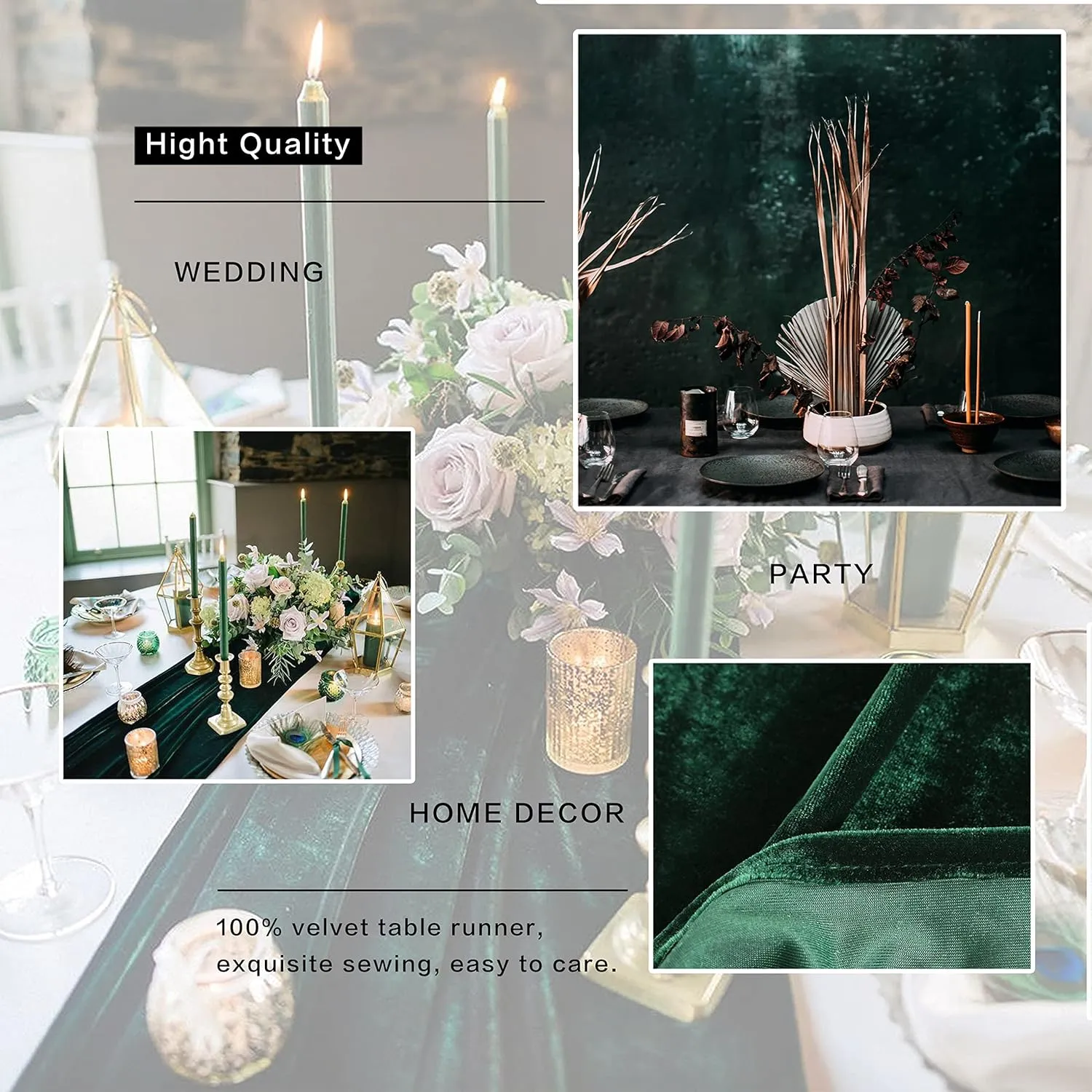 Velvet Table Runner, 10ft Luxurious Wedding Reception Decorations Soft Velvet Fabric Table Linen Overlay for Party (20 x 120 inch, Dusty Rose)