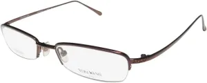 Vera Wang Luxe View Womens/Ladies Designer Half-Rim Titanium Rhinestones Eyeglasses/Eye Glasses (51-18-140, Brown)