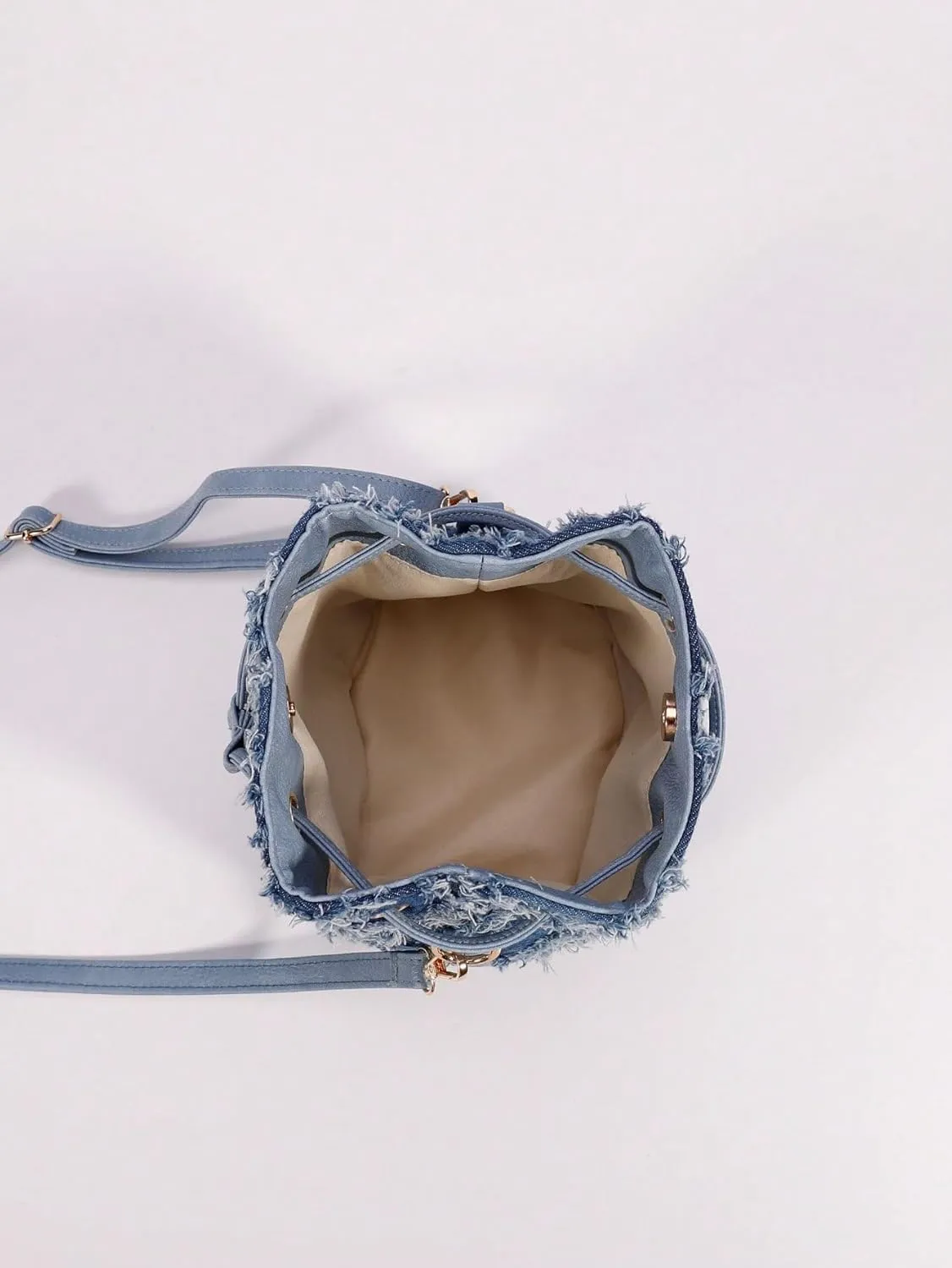 Verdusa Women's Mini Rhinestone Faux Pearl Decor Drawstring Chain Bucket Bag Crossbody Bag