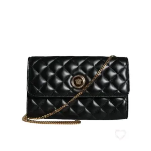 Versace Black Quilted Nappa Leather Crossbody Shoulder Bag