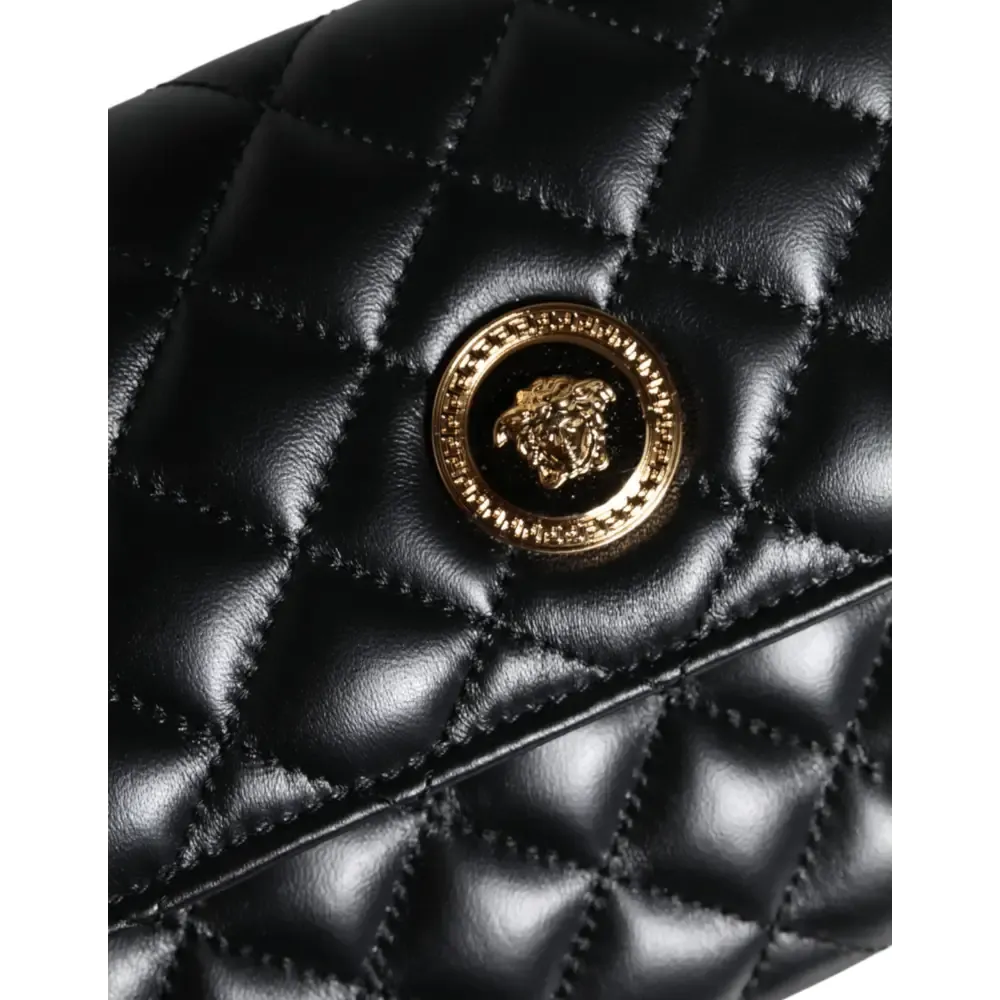 Versace Black Quilted Nappa Leather Crossbody Shoulder Bag