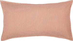 VHC Brands Sawyer Mill Large Pillow Sham Cover Farmhouse Country Stripe Decorative Cotton King Size 21x37 Bedding Accessory, Red