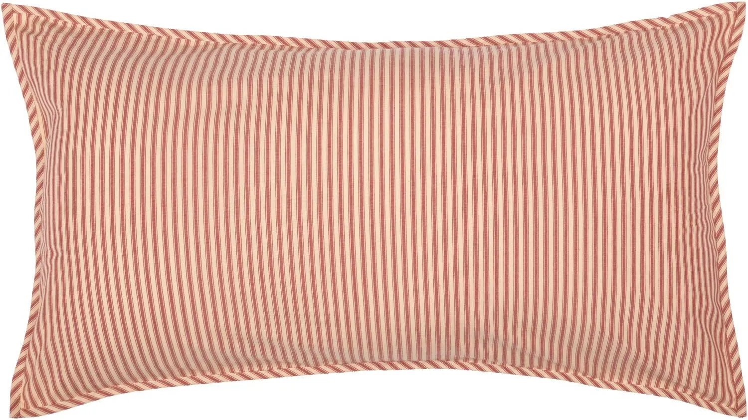 VHC Brands Sawyer Mill Large Pillow Sham Cover Farmhouse Country Stripe Decorative Cotton King Size 21x37 Bedding Accessory, Red