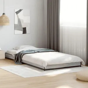 vidaXL Bed Frame Grey Sonoma Engineered Wood, Metal, Plywood Twin Tough