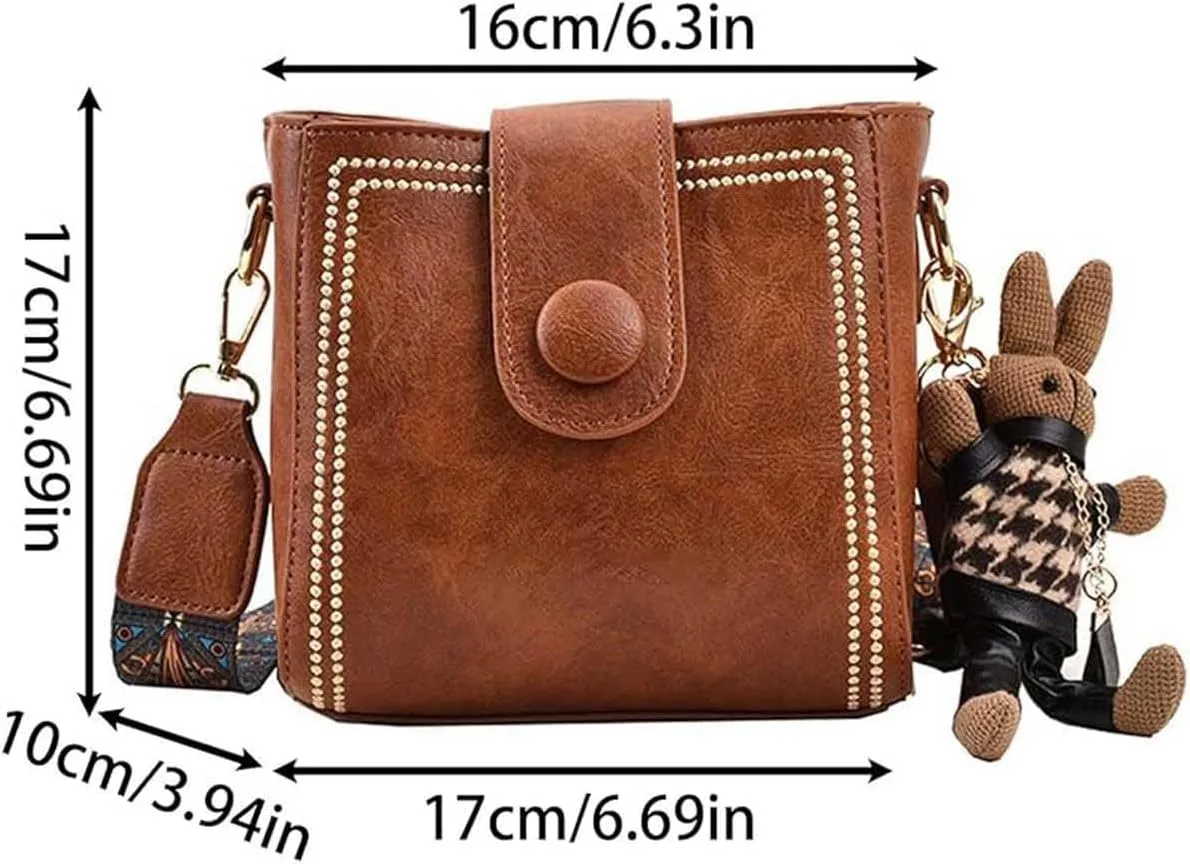 Vintage Fashion Bag with Adjustable Wider Shoulder Strap, Vintage Retro Small Water Bucket Bag