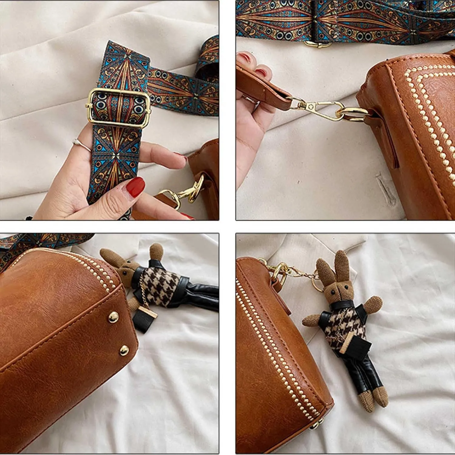 Vintage Fashion Bag with Adjustable Wider Shoulder Strap, Vintage Retro Small Water Bucket Bag