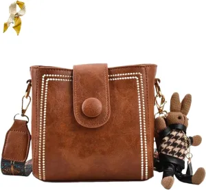 Vintage Fashion Bag With Adjustable Wider Shoulder Strap,Retro Small Water Bucket Bag,Leather Large Crossbody Purse for Women
