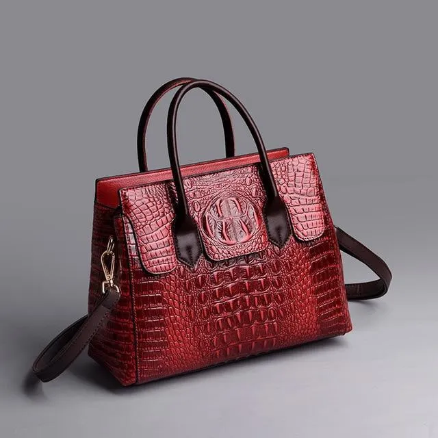Vintage Fashion Crocodile Genuine Leather Luxury Ladies Handbags
