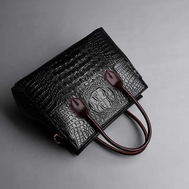 Vintage Fashion Crocodile Genuine Leather Luxury Ladies Handbags