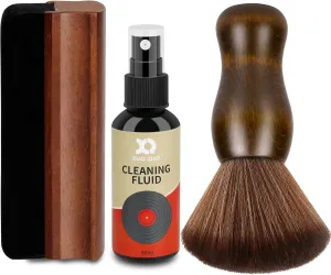 Vinyl Record Cleaner Kit - 5-in-1 Vinyl Records Cleaning Kit Includes Soft Velvet Record Brush, Cleaning Liquid, Nano Fiber Record Cleaning Brush, Cleaning Cloth and Storage Bag