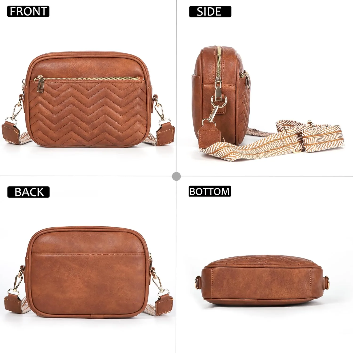 VODIU Crossbody Bags for Women Purses Handbags Leather Shoulder Bag with Guitar Strap Cross Body Bag for Woman Trendy Purse