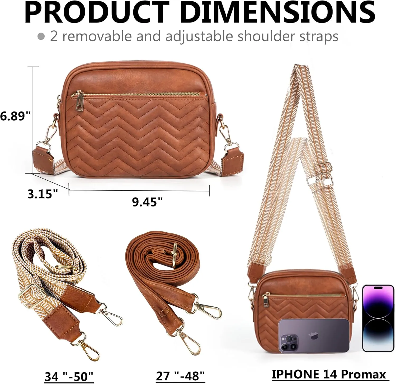 VODIU Crossbody Bags for Women Purses Handbags Leather Shoulder Bag with Guitar Strap Cross Body Bag for Woman Trendy Purse