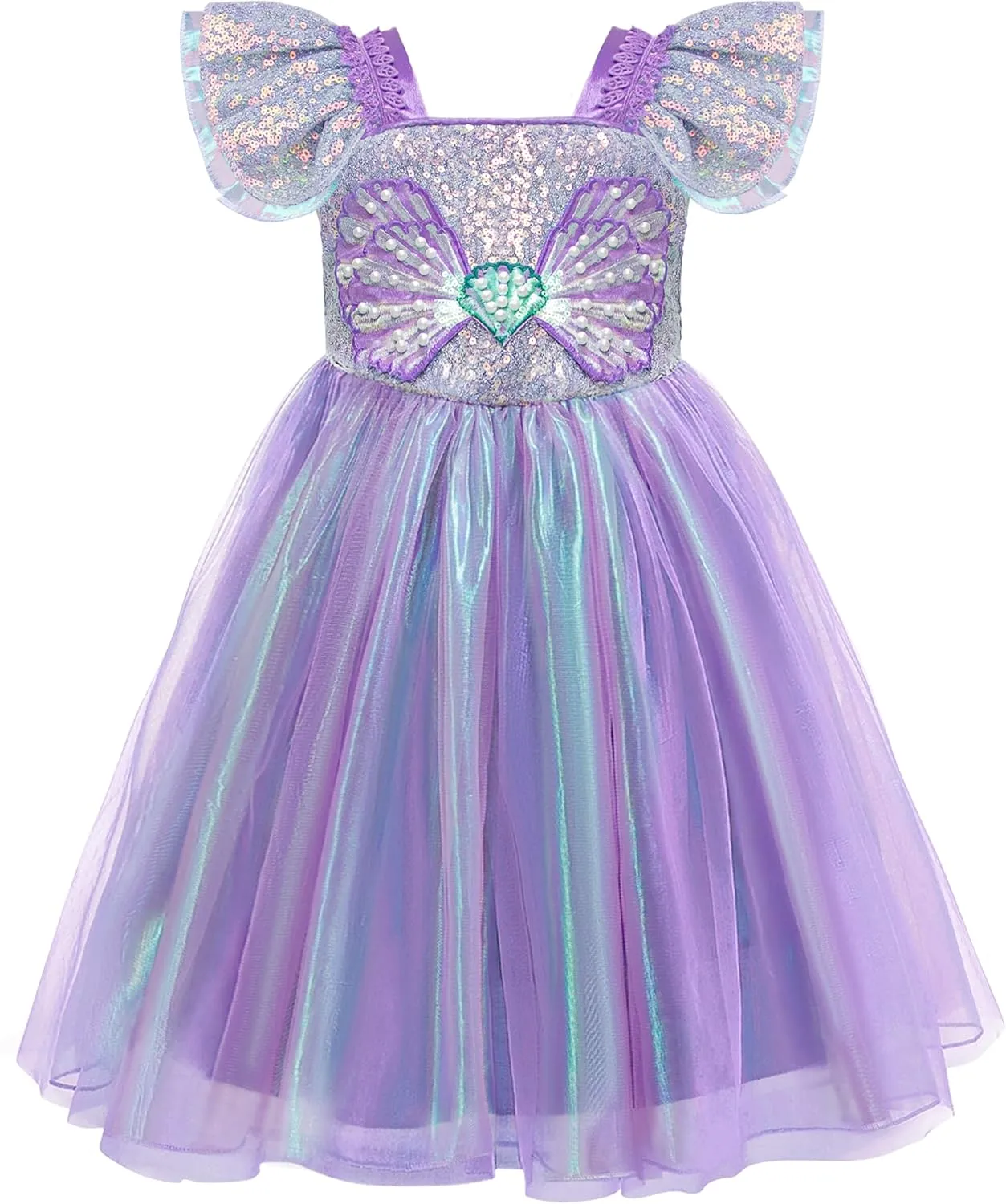 VORLITS Little Girls Mermaid Costume Dress for Girls Princess Costume Dressed Up Party with Accessories