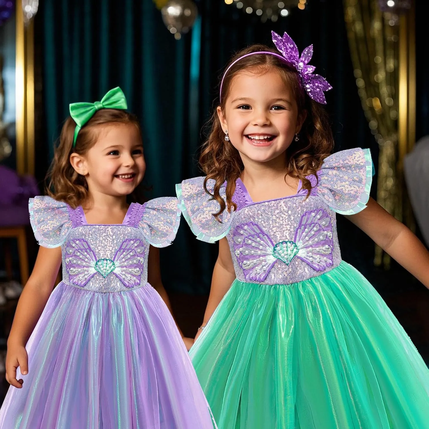 VORLITS Little Girls Mermaid Costume Dress for Girls Princess Costume Dressed Up Party with Accessories