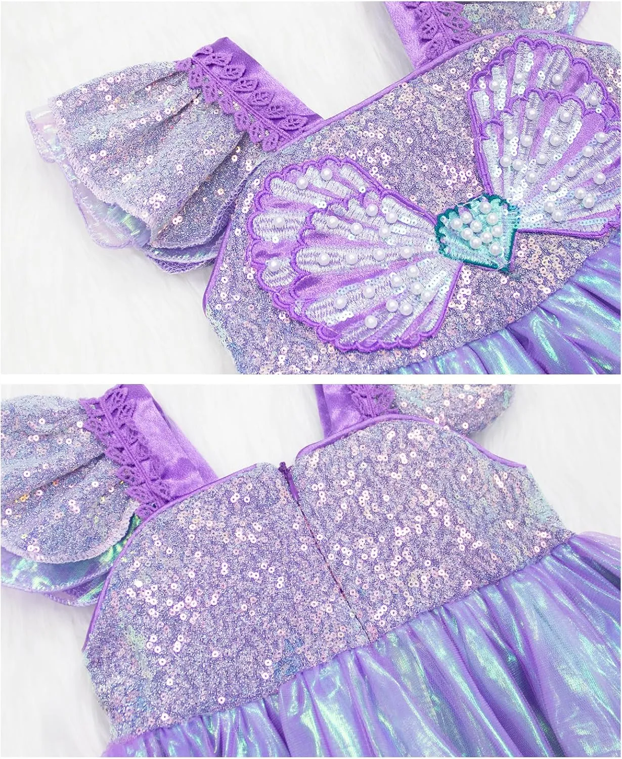 VORLITS Little Girls Mermaid Costume Dress for Girls Princess Costume Dressed Up Party with Accessories