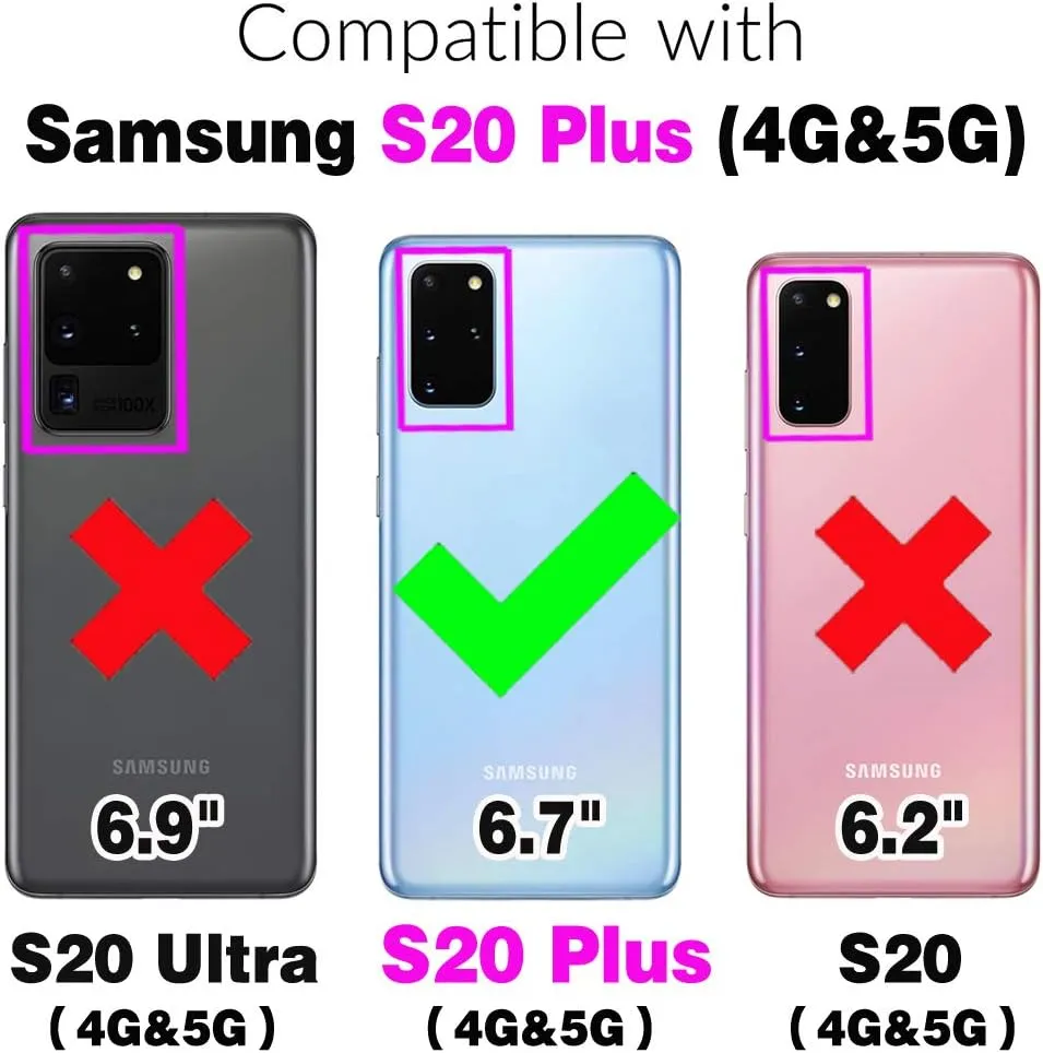 Wallet Case for Samsung Galaxy S20 Plus S20  5G with Wrist Strap Card Holder Shockproof Soft PU Leather Magnetic Snap Pocket Stand Phone Cover S20 5G S20plus 20S   S2O S 20 20  G5 Women Black