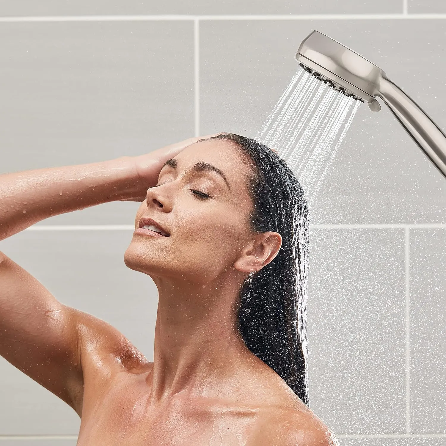 Waterpik High Pressure Hand Held Shower Head With Hose, PowerPulse Massage 7-Mode & HOS-960M Ultra-Flexible Replacement Metal Shower Hose, Extra Long for Handheld Shower Heads