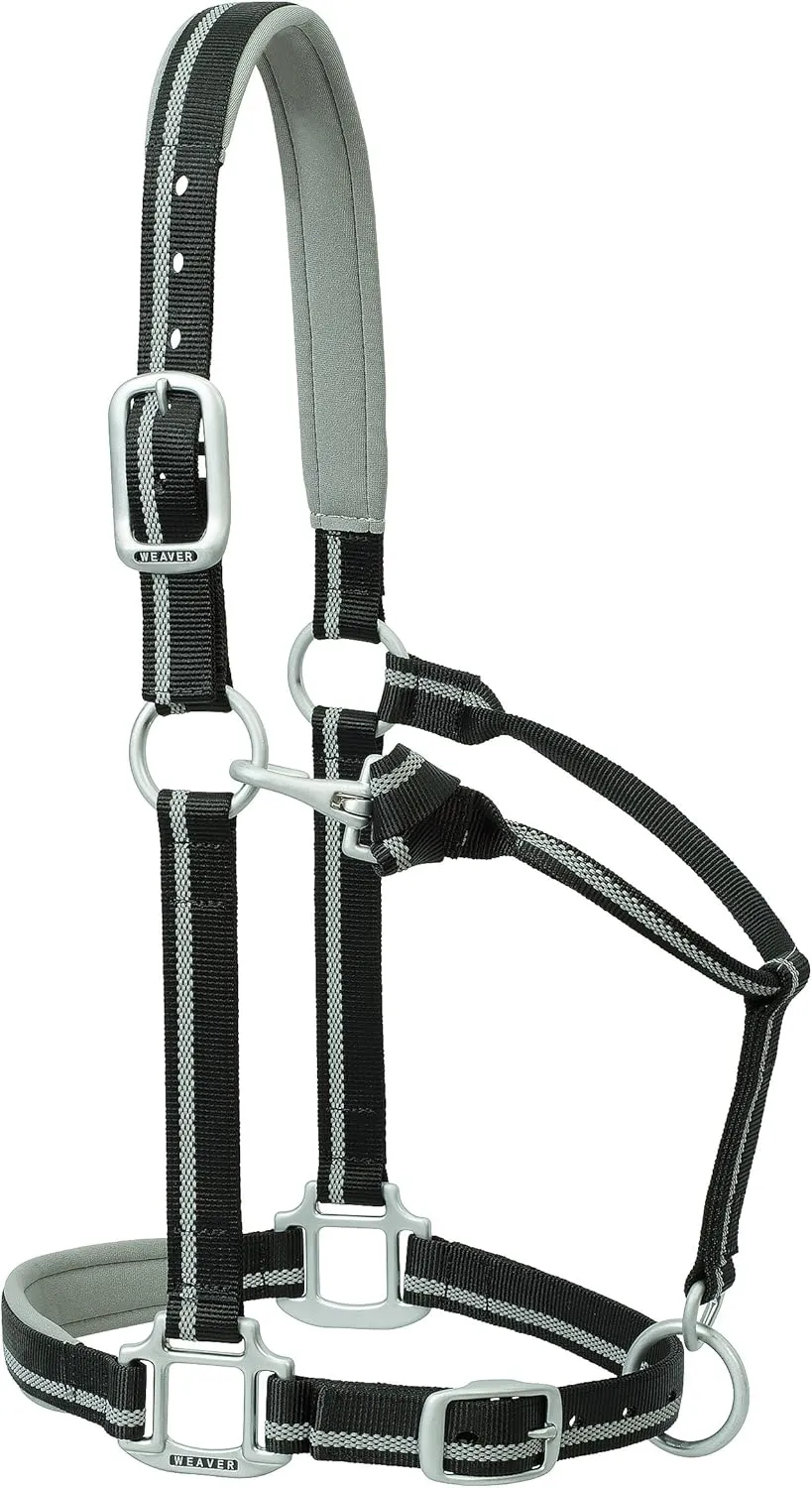 Weaver Leather Nylon Padded Reflective Adjustable Horse Halter, Average, Black