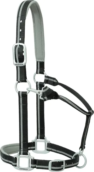 Weaver Leather Nylon Padded Reflective Adjustable Horse Halter, Average, Black