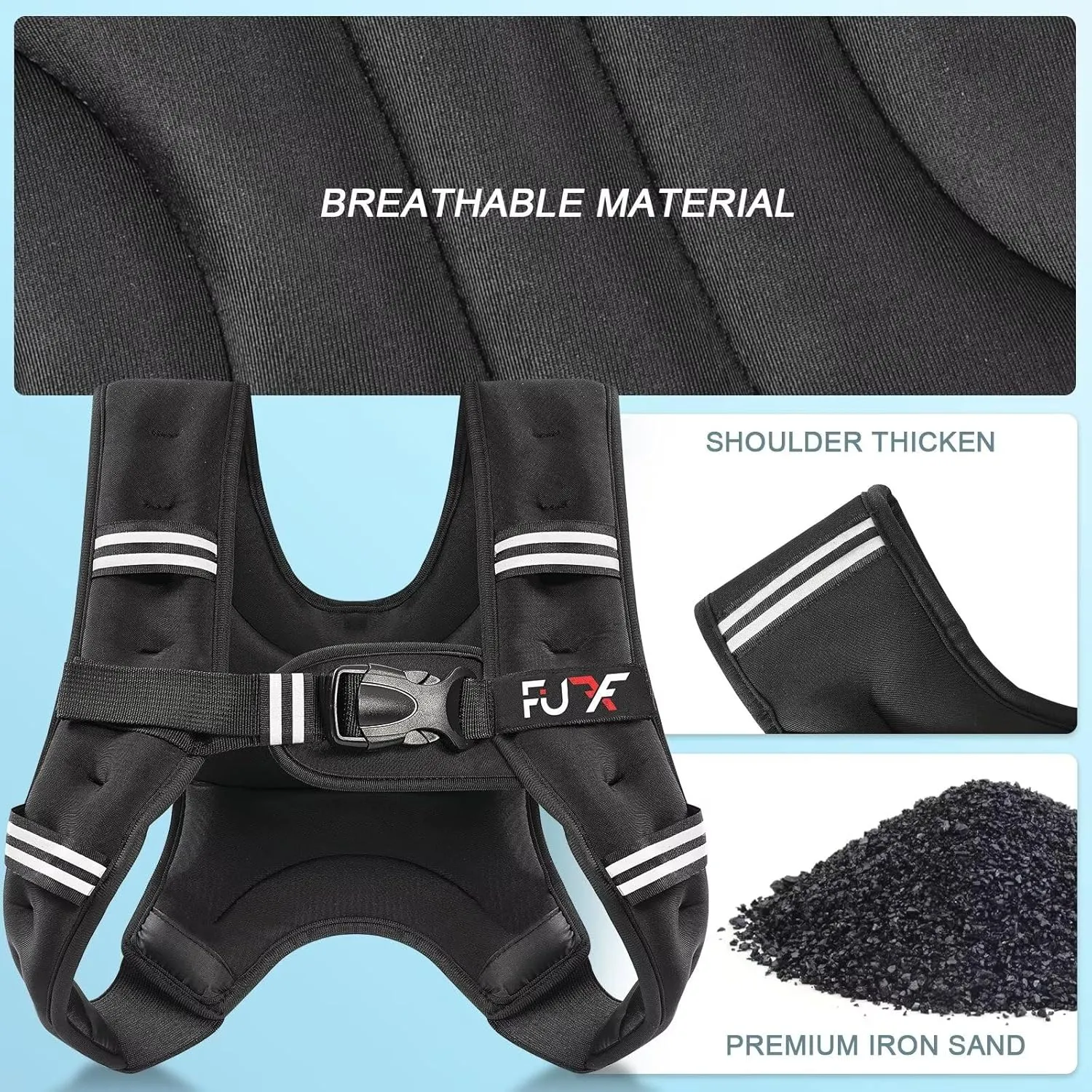 Weighted Vest 5lb/10lb/15lb/20lb/25lb/30lb Weights with Reflective Stripe, Weighted Vest for Men Women Strength Training Running Walking Jogging