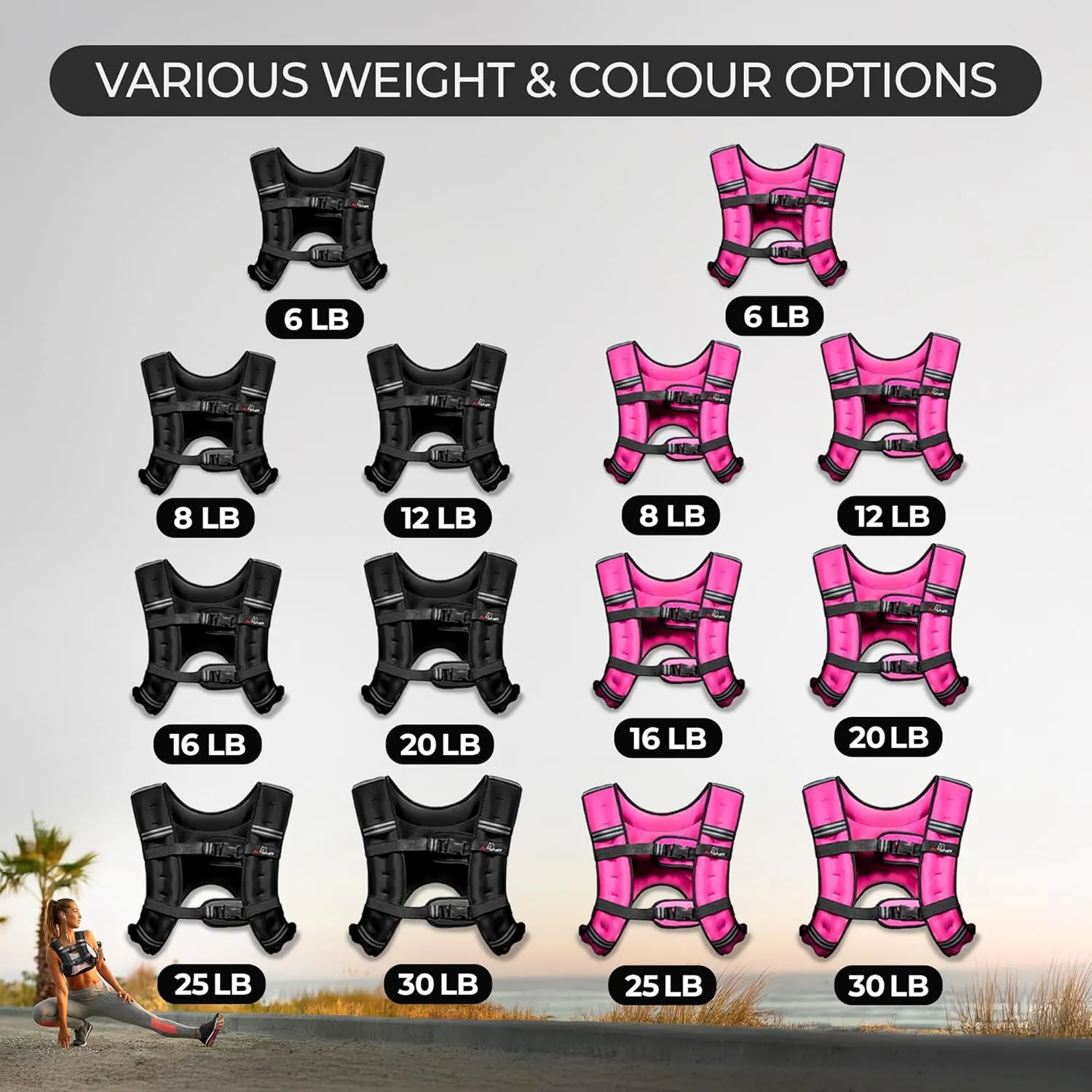 Weighted Vest - Weight Vest for Running, Strength Training & Muscle Building, Features Reflective Stripe for Safe Outdoor Workouts (available in 6lbs to 30lbs)