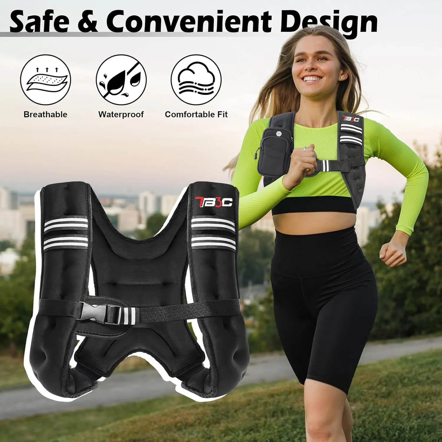 Weighted Vest Woman Men, 6/8/12/16/20/25/30LB Weight Vest for Walking Jogging Workout, Running Vest with Reflective Stripe for Fitness Weight Loss Strength Training