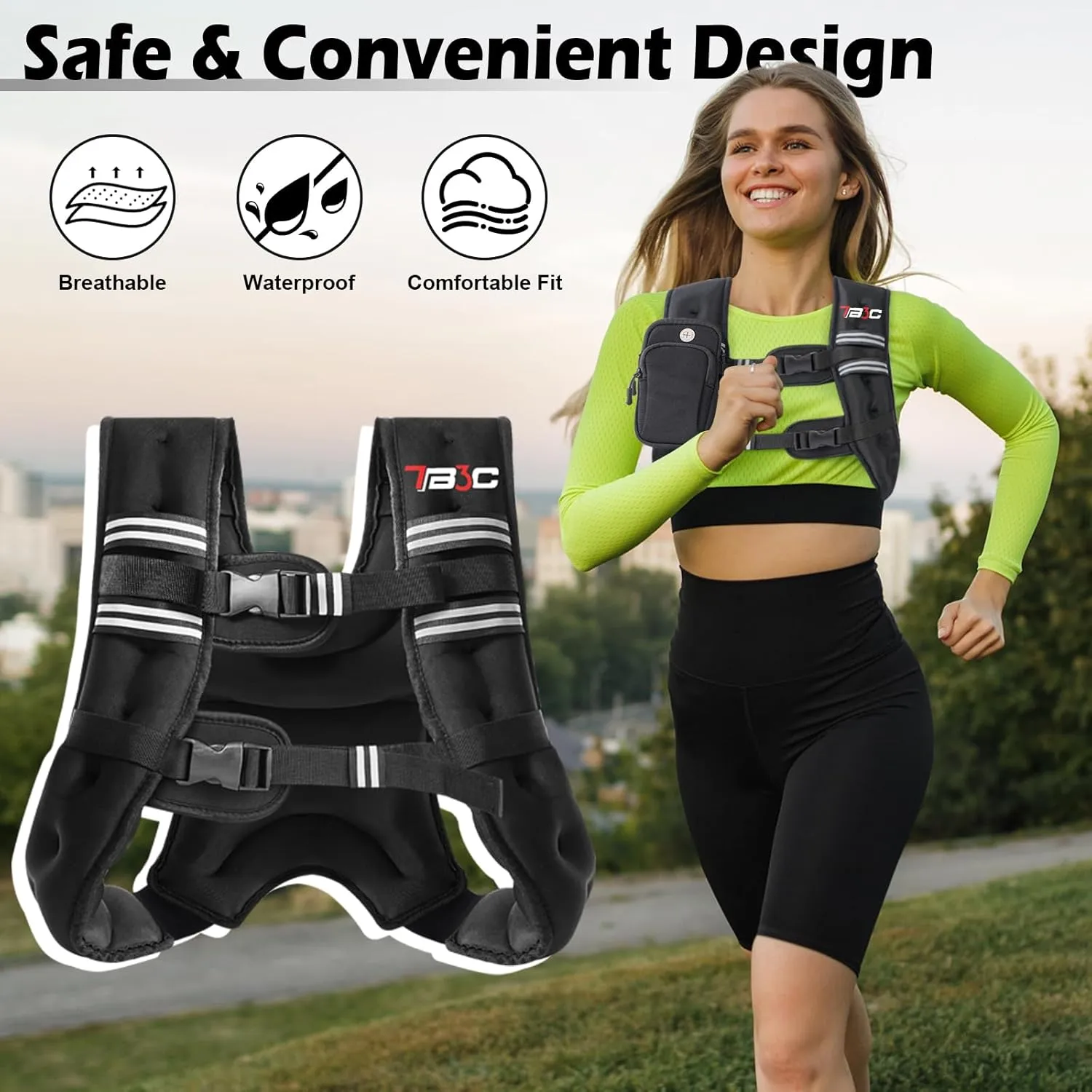 Weighted Vest Woman Men, 6/8/12/16/20/25/30LB Weight Vest for Walking Jogging Workout, Running Vest with Reflective Stripe for Fitness Weight Loss Strength Training