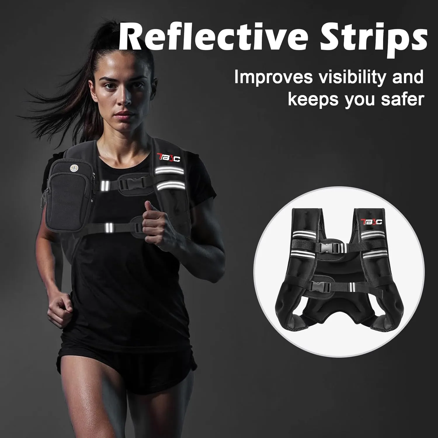 Weighted Vest Woman Men, 6/8/12/16/20/25/30LB Weight Vest for Walking Jogging Workout, Running Vest with Reflective Stripe for Fitness Weight Loss Strength Training