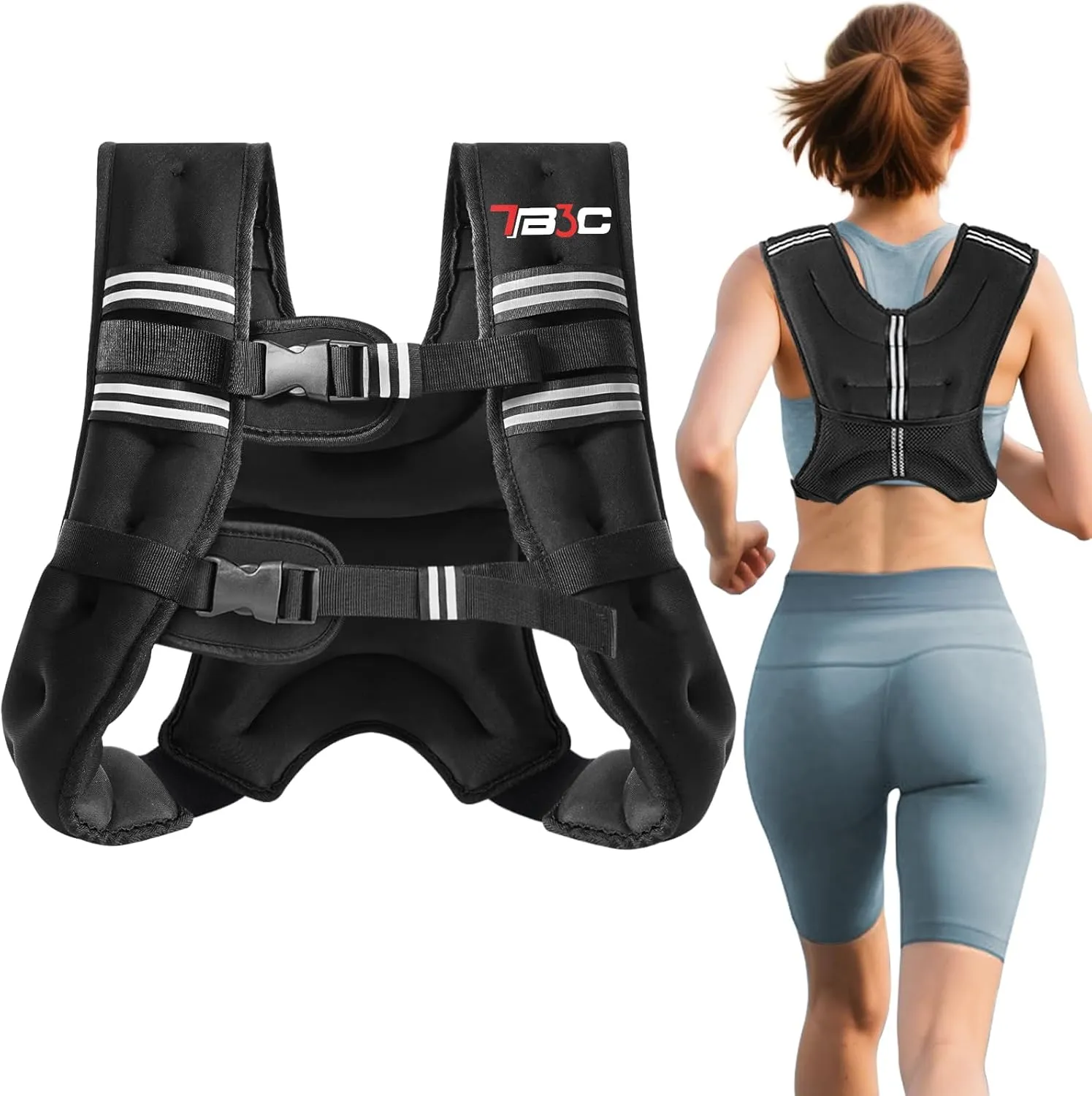 Weighted Vest Woman Men, 6/8/12/16/20/25/30LB Weight Vest for Walking Jogging Workout, Running Vest with Reflective Stripe for Fitness Weight Loss Strength Training