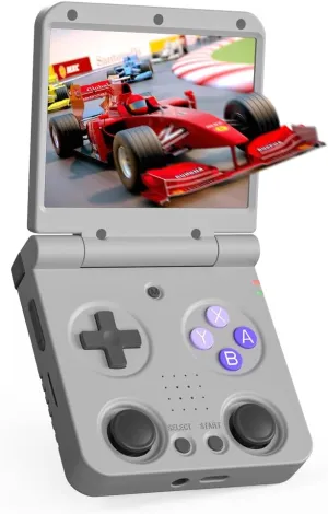 WESICH Miyoo Flip V 2 Retro Game Console,3.5 Inch IPS Classic System and 3000mAh Battery Retro Video Games Consoles,with 64G TF Card and Wireless Networt Handheld Console Casual Game Console - Gray