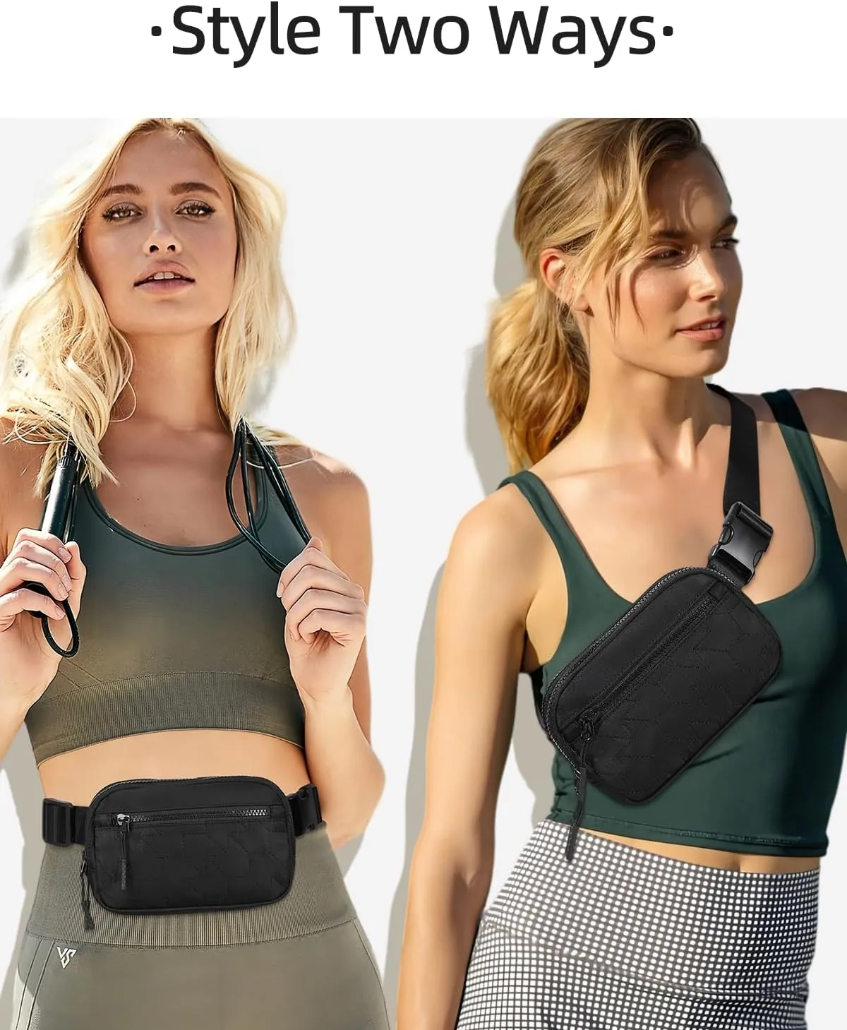 WESTBRONCO Fanny Packs for Women Men, Belt Bag with 4 Zipper Pockets, Fashion Waist Packs, Lightweight Crossbody Bags with Adjustable Strap for Workout/Running/Hiking
