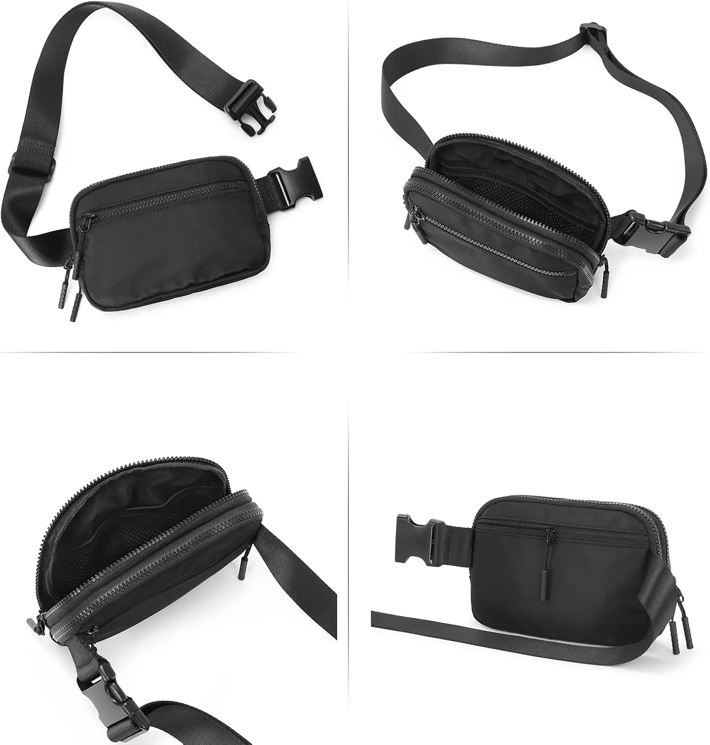 WESTBRONCO Fanny Packs for Women Men, Belt Bag with 4 Zipper Pockets, Fashion Waist Packs, Lightweight Crossbody Bags with Adjustable Strap for Workout/Running/Hiking