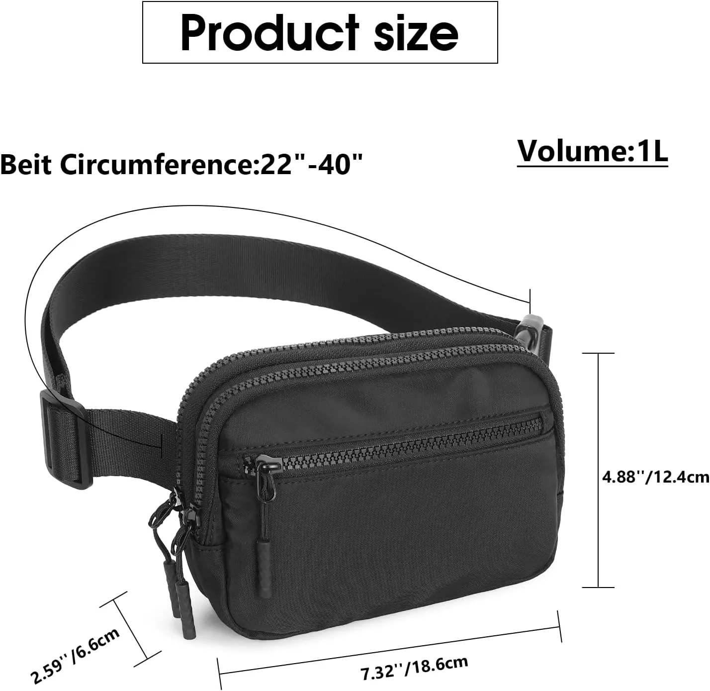 WESTBRONCO Fanny Packs for Women Men, Belt Bag with 4 Zipper Pockets, Fashion Waist Packs, Lightweight Crossbody Bags with Adjustable Strap for Workout/Running/Hiking