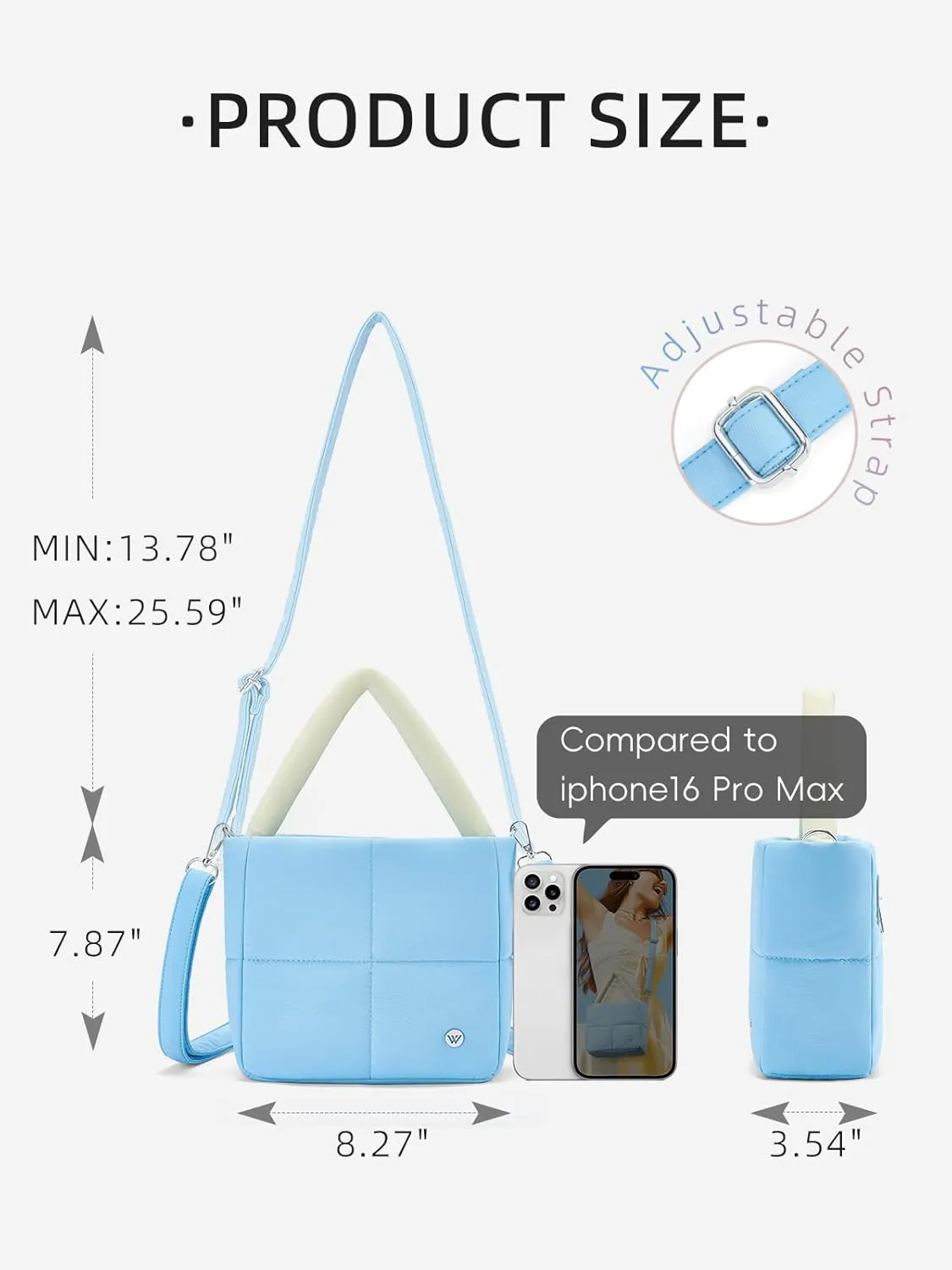 WESTBRONCO Puffer Crossbody Bags for Women, Nylon Quilted Shoulder Purse Designer Handbags with Adjustable & Detachable Strap
