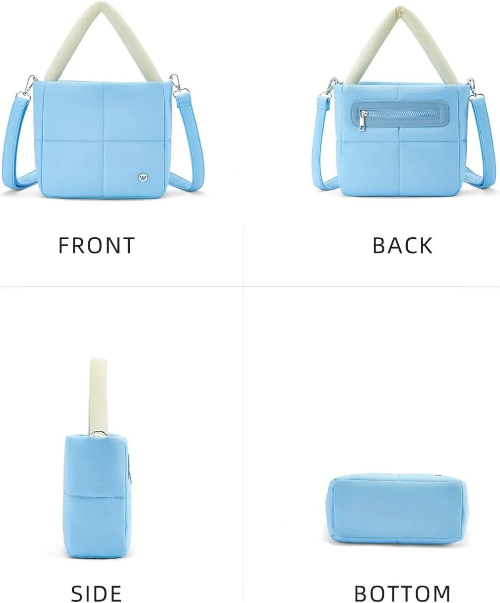 WESTBRONCO Puffer Crossbody Bags for Women, Nylon Quilted Shoulder Purse Designer Handbags with Adjustable & Detachable Strap