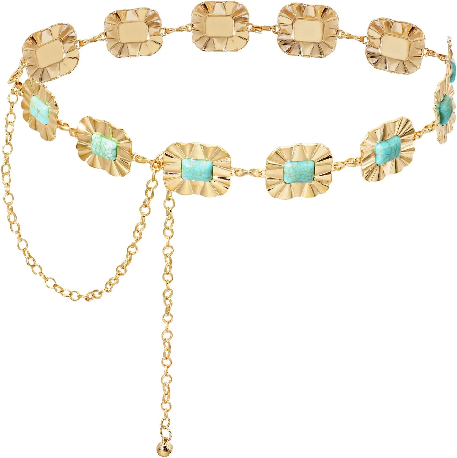 Western Waist Chain Belts for Women Metal Concho Belt Adjustable Boho Country Link Belts