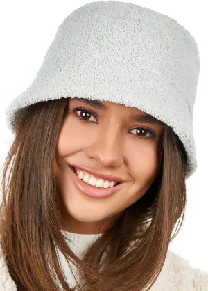 White Fuzzy Bucket Hat for Women - Winter Faux Fur Bucket Hat - Fluffy Sherpa Bucket Hats for Women