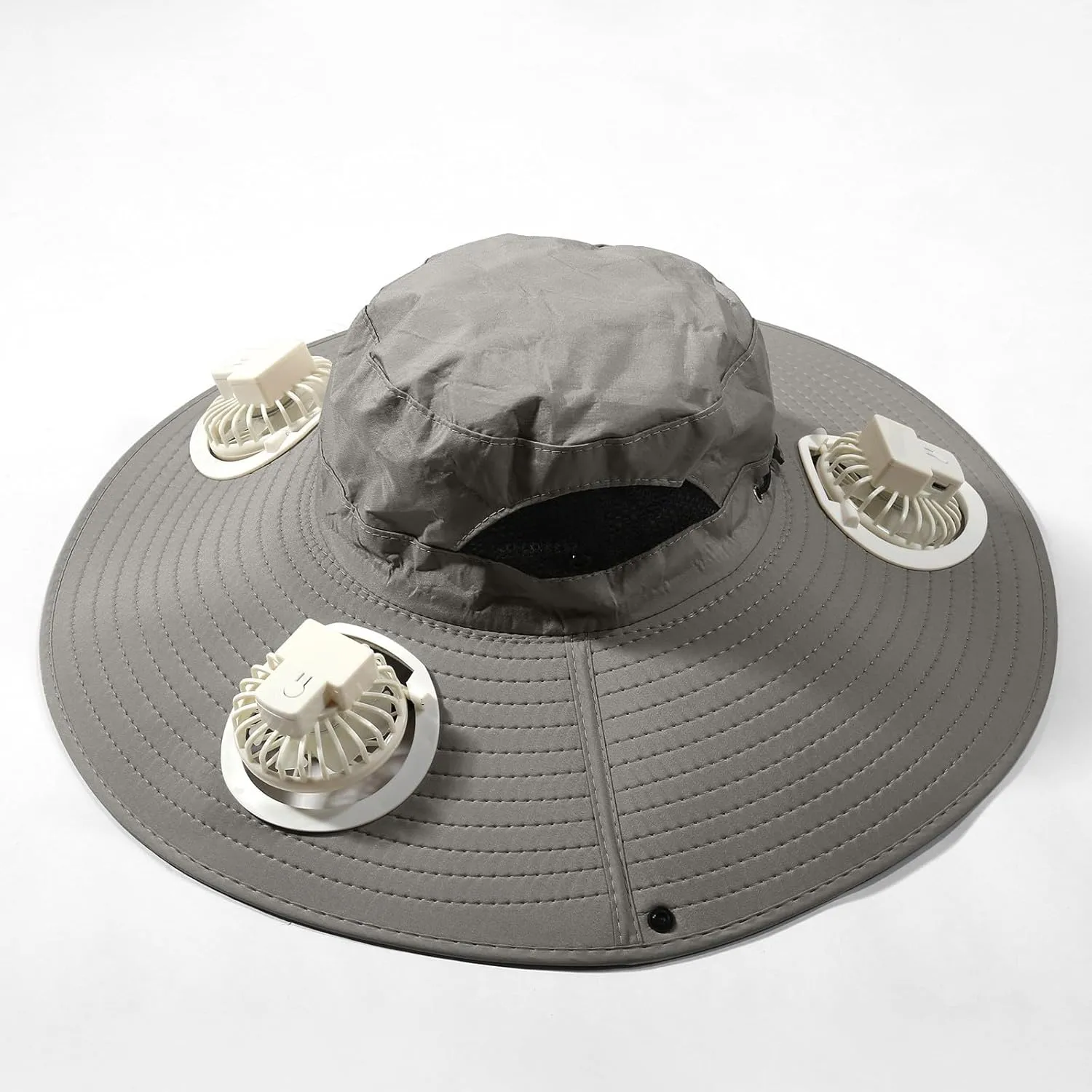 Wide Brim Solar Fan Outdoor Fishing Hat-Solar & USB Charging Big Head, Outdoor Fishing Sun Hat with Removable for Men
